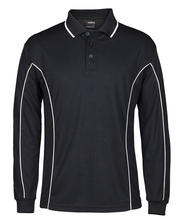 JB's L/S Piping Polo - Black White