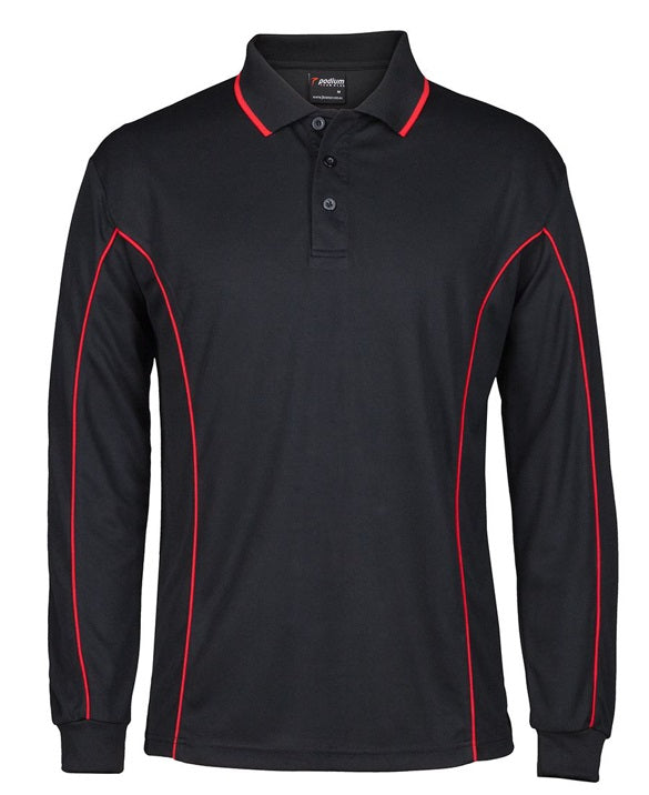 JB's L/S Piping Polo - Black Red