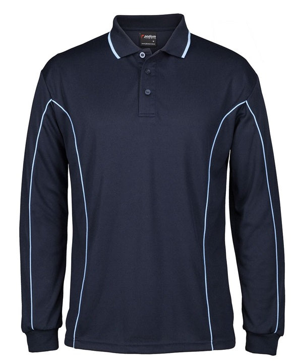 JB's L/S Piping Polo - Navy Light Blue