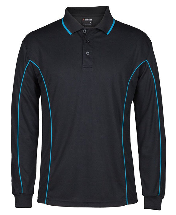 JB's L/S Piping Polo - Black Aqua