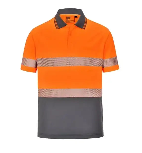 Orange Charcoal Hivis Short Sleeve Polo