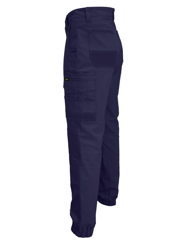 dnc slimflex cuffed tradie pants navy