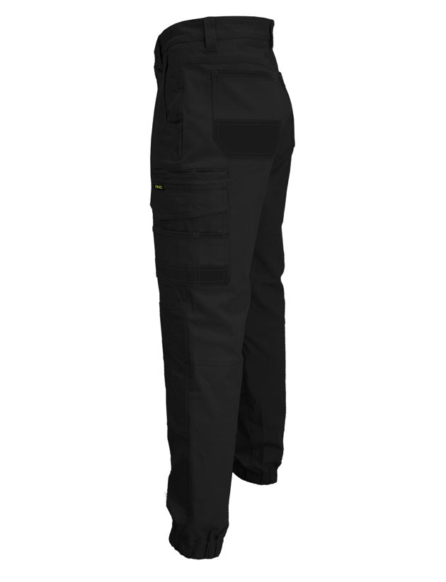 dnc slimflex cuffed tradie pants black
