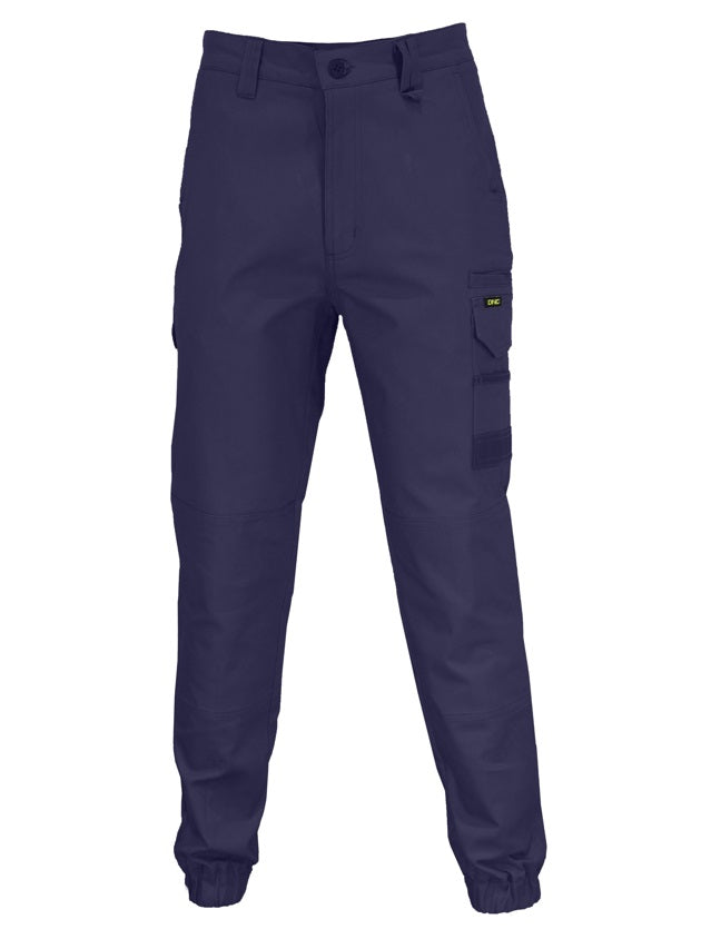 dnc slimflex cuffed tradie pants navy