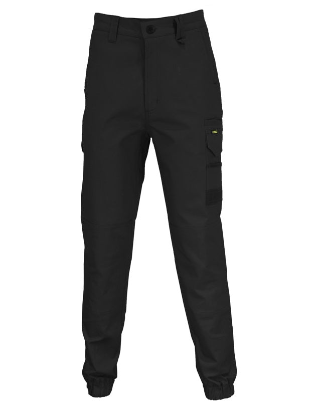 dnc slimflex cuffed tradie pants black