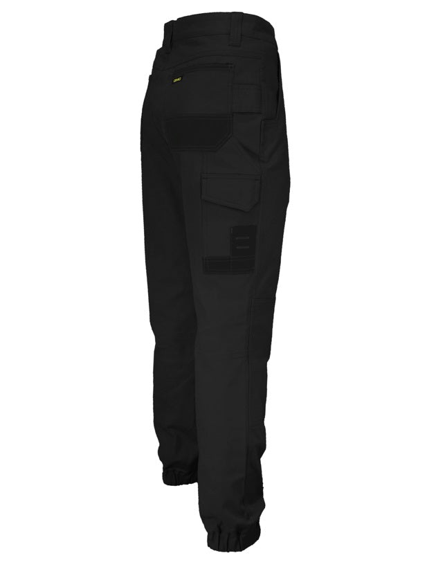 dnc slimflex cuffed tradie pants black