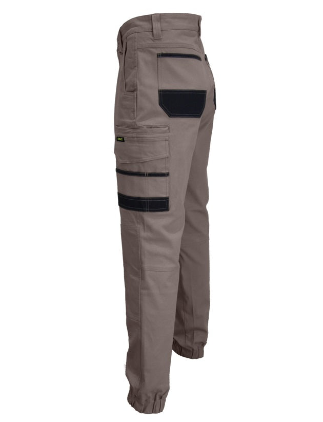 dnc slimflex cuffed tradie pants khaki