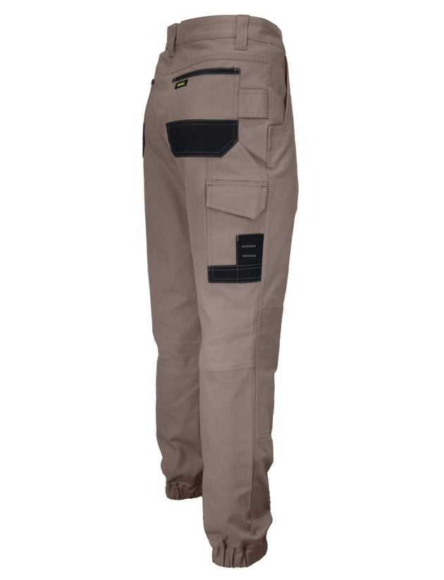 dnc slimflex cuffed tradie pants khaki