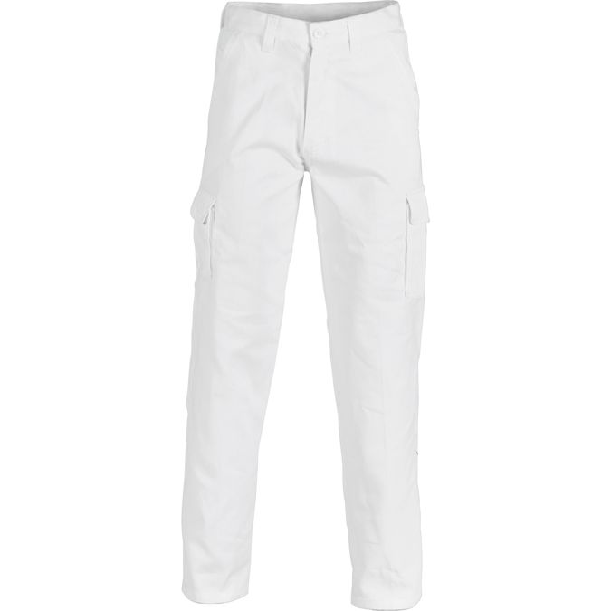dnc cotton drill cargo work pants white