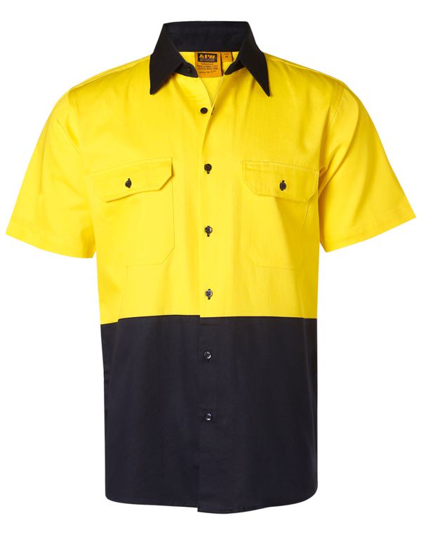 hi-vis-cotton-drill-short-ss-shirt-yellow