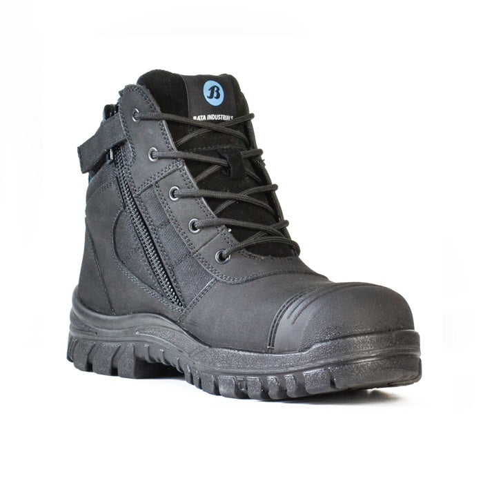 bata zippy zip lace safety boots black