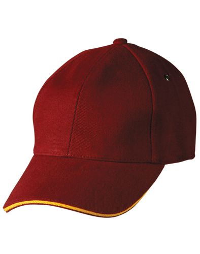 sandwich peak cap maroon gold