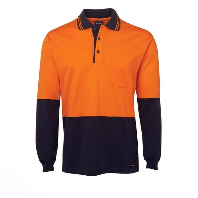 jbs hi vis long sleeve cotton polo orange