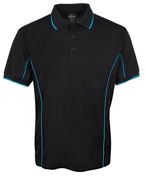 short sleeve piping polo black aqua