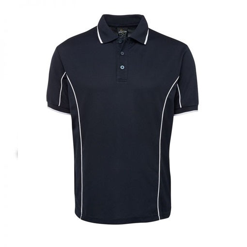 short sleeve piping polo navy white