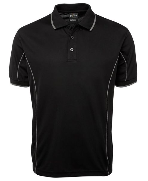 short sleeve piping polo black gray