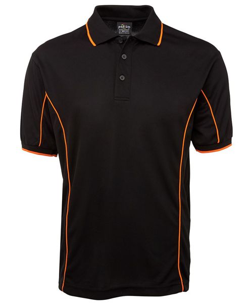 short sleeve piping polo black orange