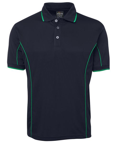 short sleeve piping polo navy green