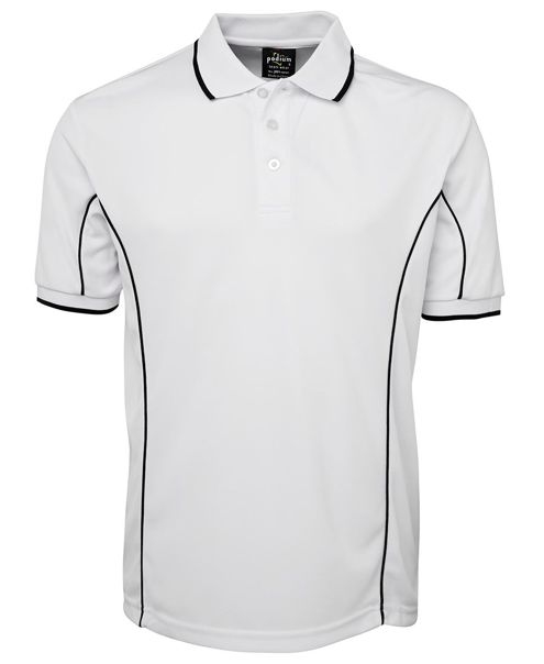 short sleeve piping polo white navy