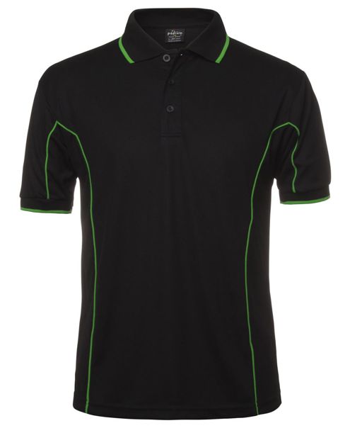 short sleeve piping polo black lime