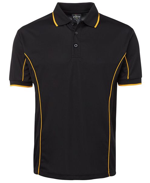 short sleeve piping polo black yellow