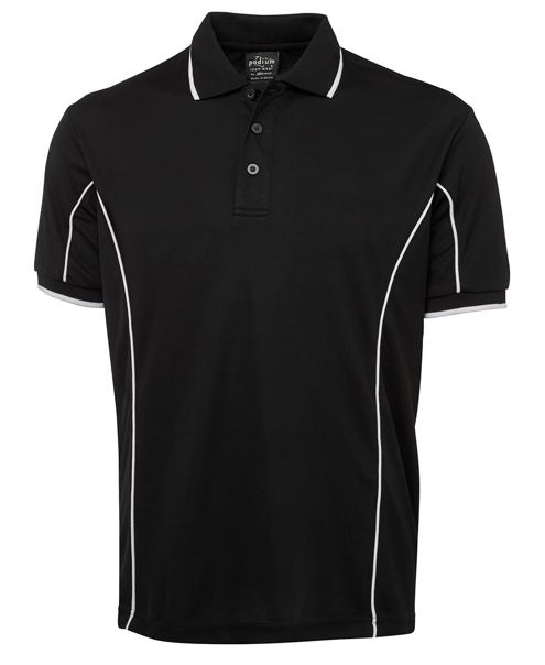 short sleeve piping polo black white