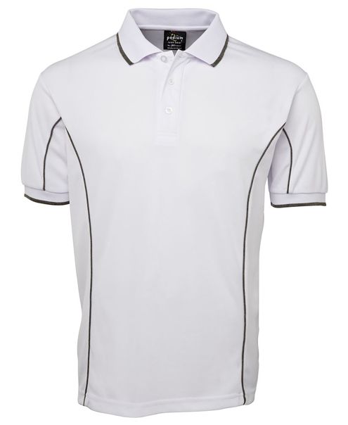 short sleeve piping polo white gray