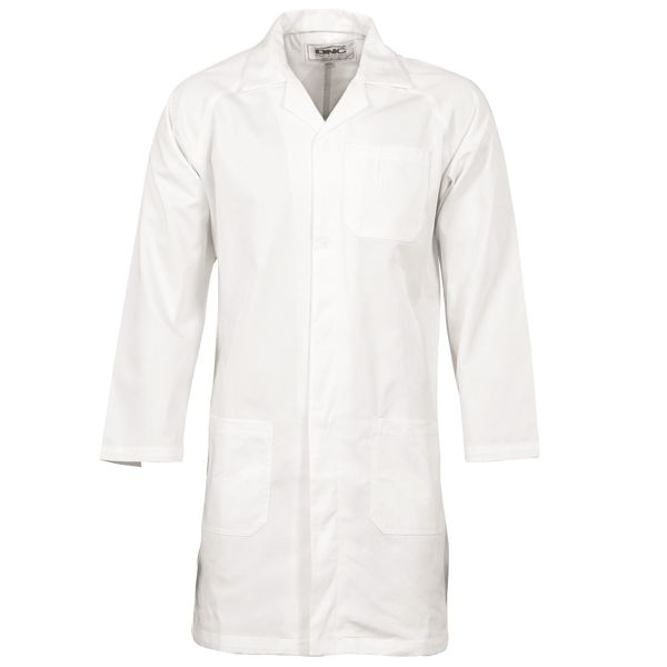 dnc polyester cotton dust lab coat white