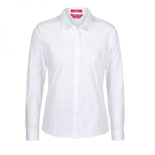 jbs ladies long sleeve poplin shirt white