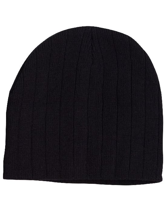 cable knit beanie black