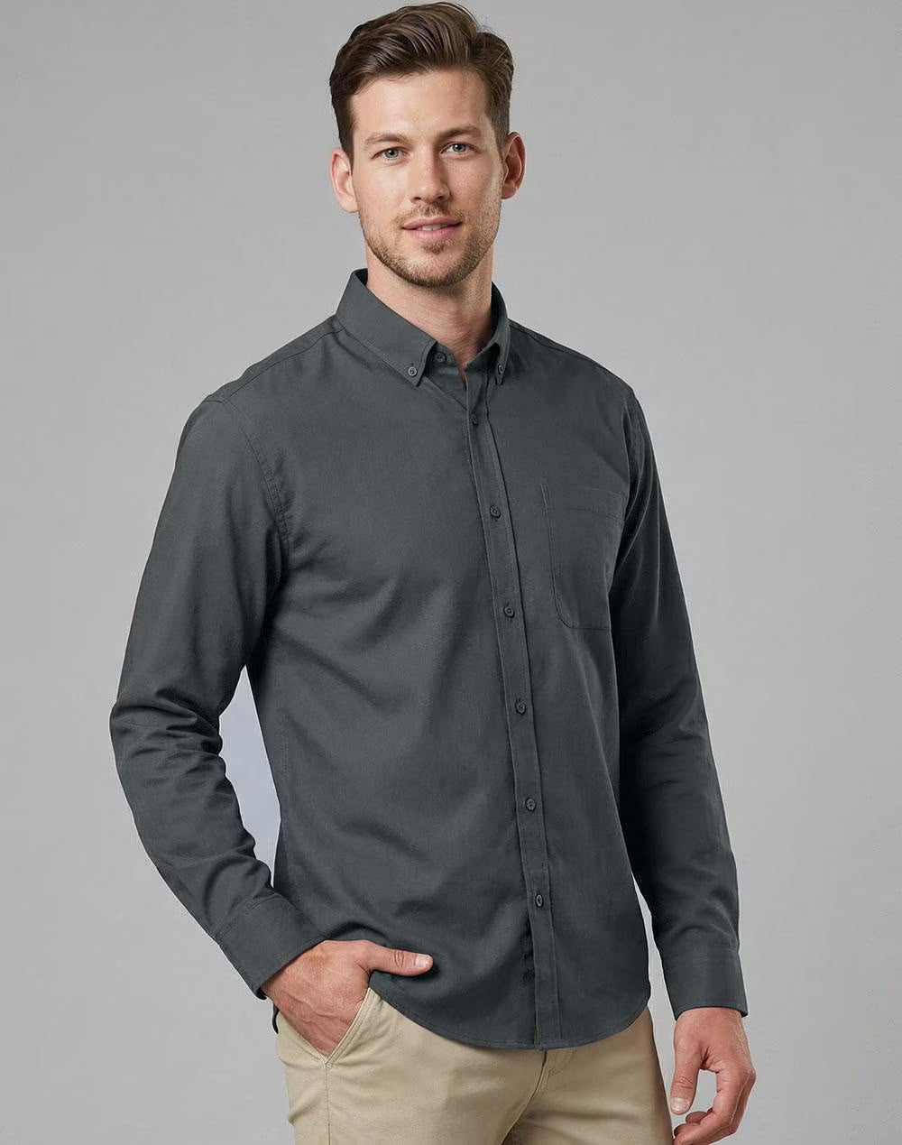AIW Mens L/S Smart Cotton Blend Shirt (6 Colours)