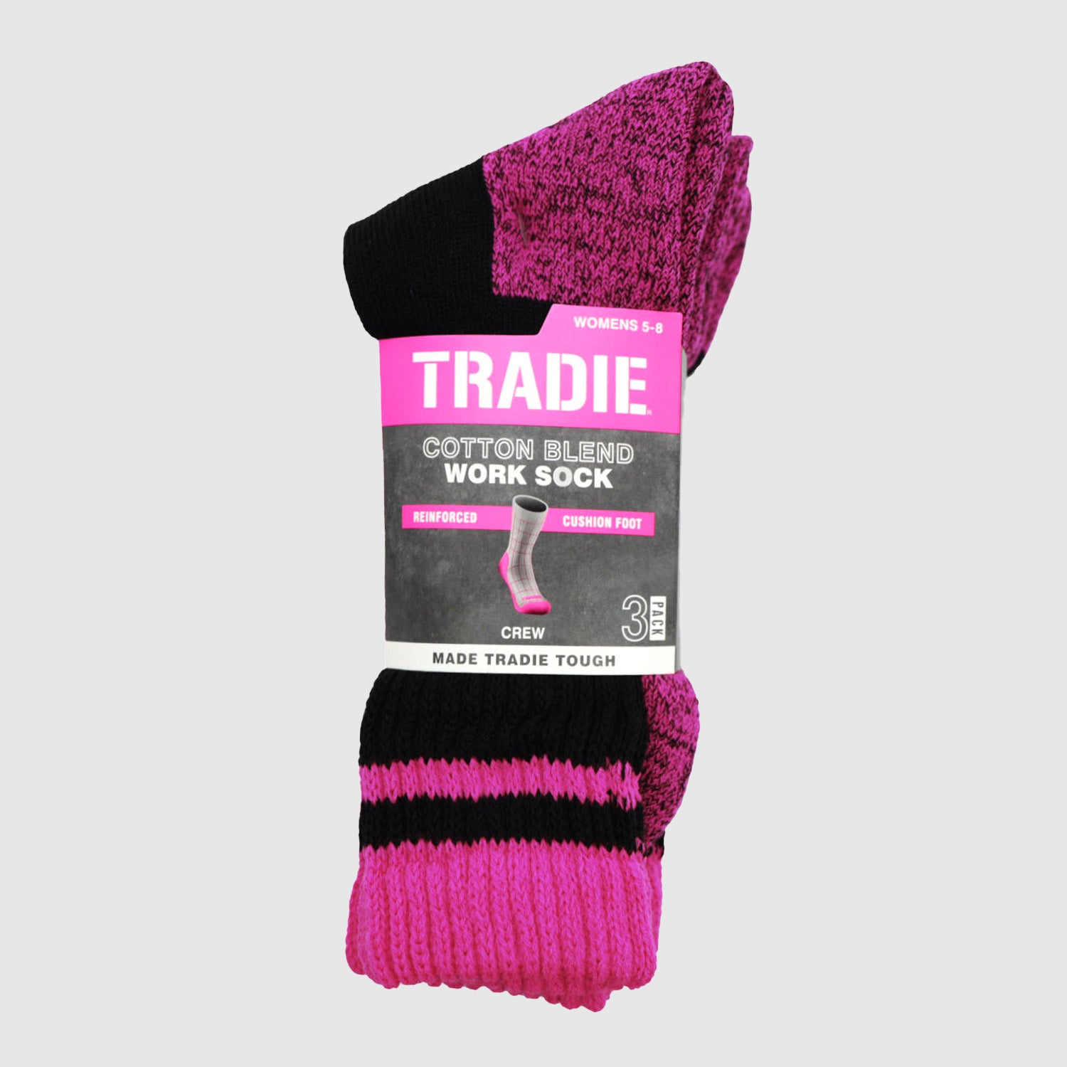 Tradie Women's Cotton-Blend Work Socks - 3 Pack