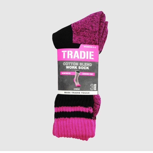 Tradie Women's Cotton-Blend Work Socks - 3 Pack