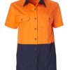 aiw womens short sleeve hi vis work shirt orange