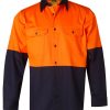 hi vis long sleeve cotton drill work shirt orange