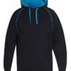 jb's contrast fleece hoodie black aqua
