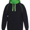jb's contrast fleece hoodie black green