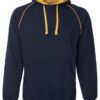 jb's contrast fleece hoodie navy gold