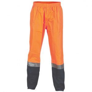 ncc hi vis rain pants with reflective tape orange